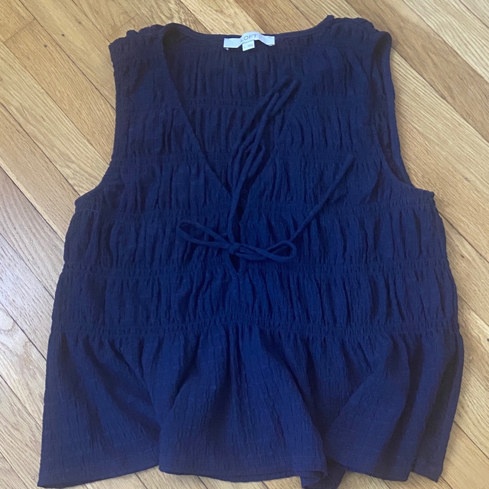 LOFT Dark Blue Sleeveless Blouse